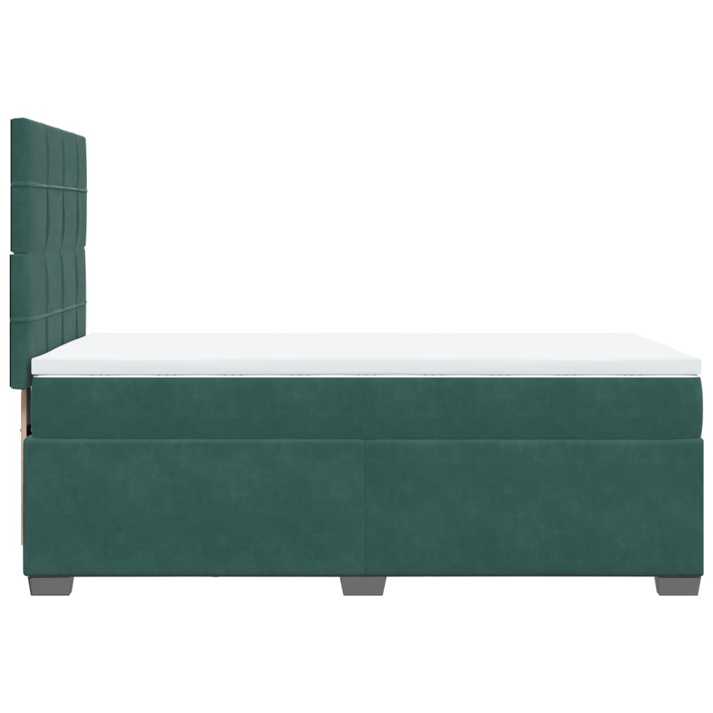 Pat box spring cu saltea, verde închis, 90x190 cm, catifea GartenMobel Dekor