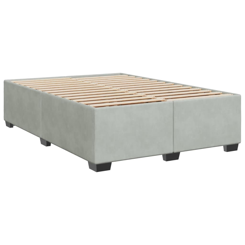 Pat box spring cu saltea, gri deschis, 140x200 cm, catifea GartenMobel Dekor