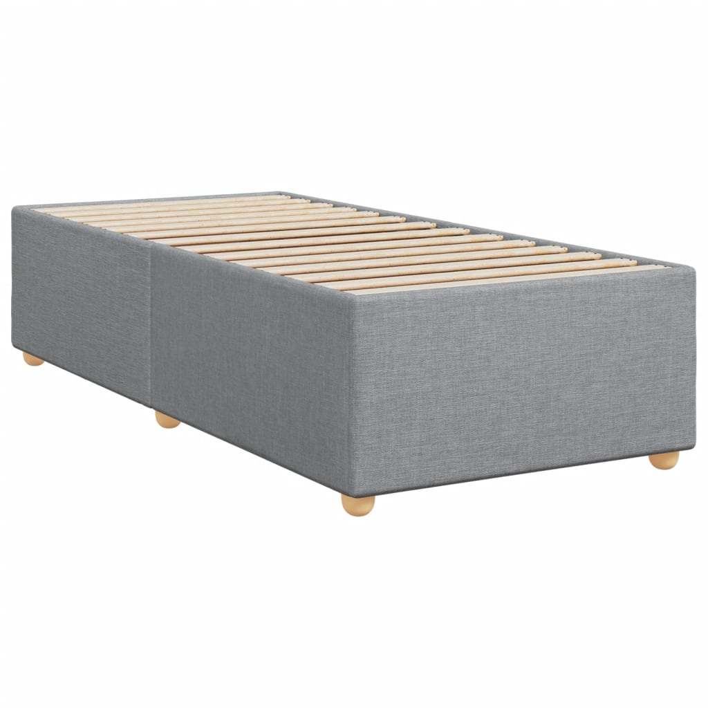 Pat box spring cu saltea, gri deschis, 90x190 cm, textil GartenMobel Dekor