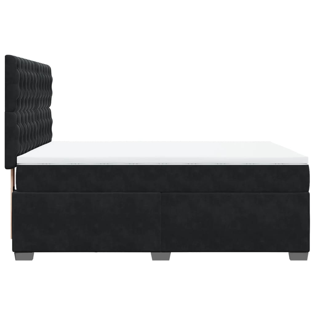 Pat box spring cu saltea, negru, 160x200 cm, catifea GartenMobel Dekor
