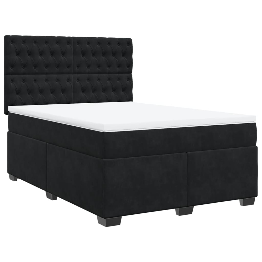 Pat box spring cu saltea, negru, 160x200 cm, catifea GartenMobel Dekor