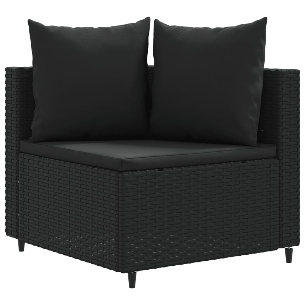 Set mobilier de grădină cu perne, 4 piese, negru, poliratan GartenMobel Dekor