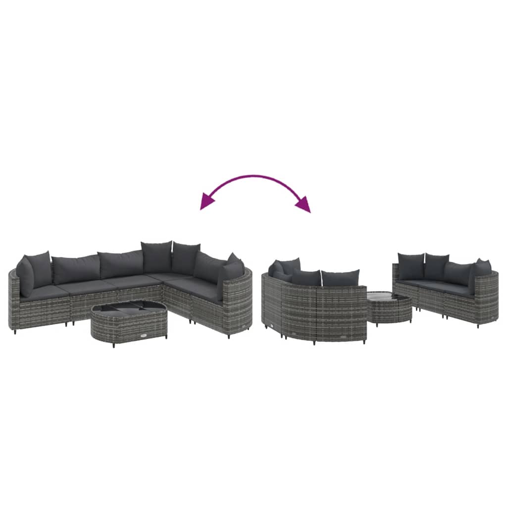 Set canapele de grădină, 7 piese, cu perne, gri, poliratan GartenMobel Dekor