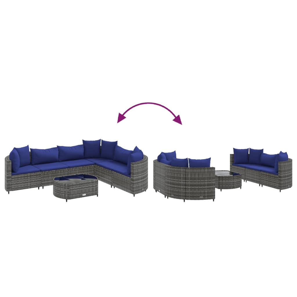 Set canapele de grădină, 7 piese, cu perne, gri, poliratan GartenMobel Dekor