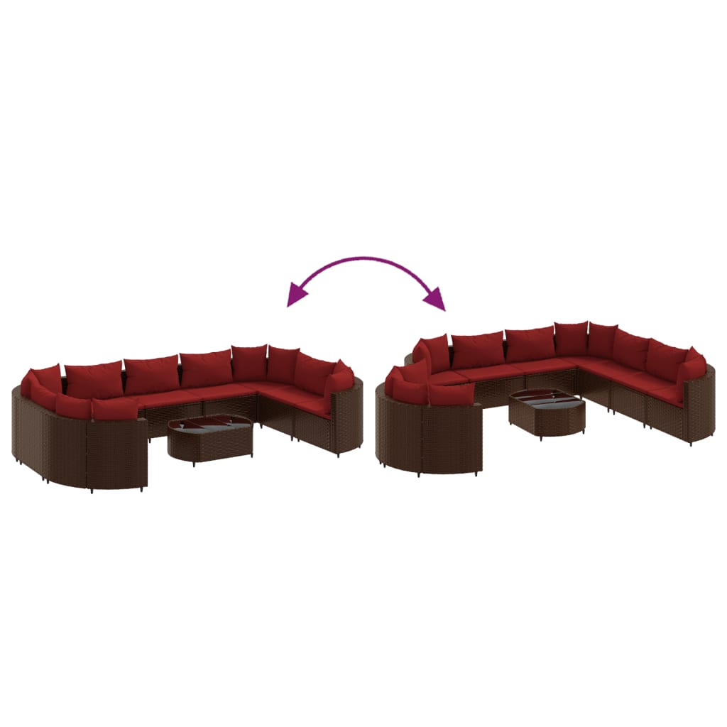 Set canapele de grădină cu perne, 10 piese, maro, poliratan GartenMobel Dekor