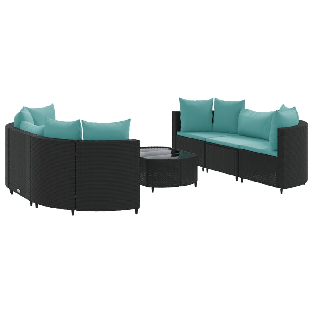 Set canapele de grădină cu perne, 7 piese, negru, poliratan GartenMobel Dekor