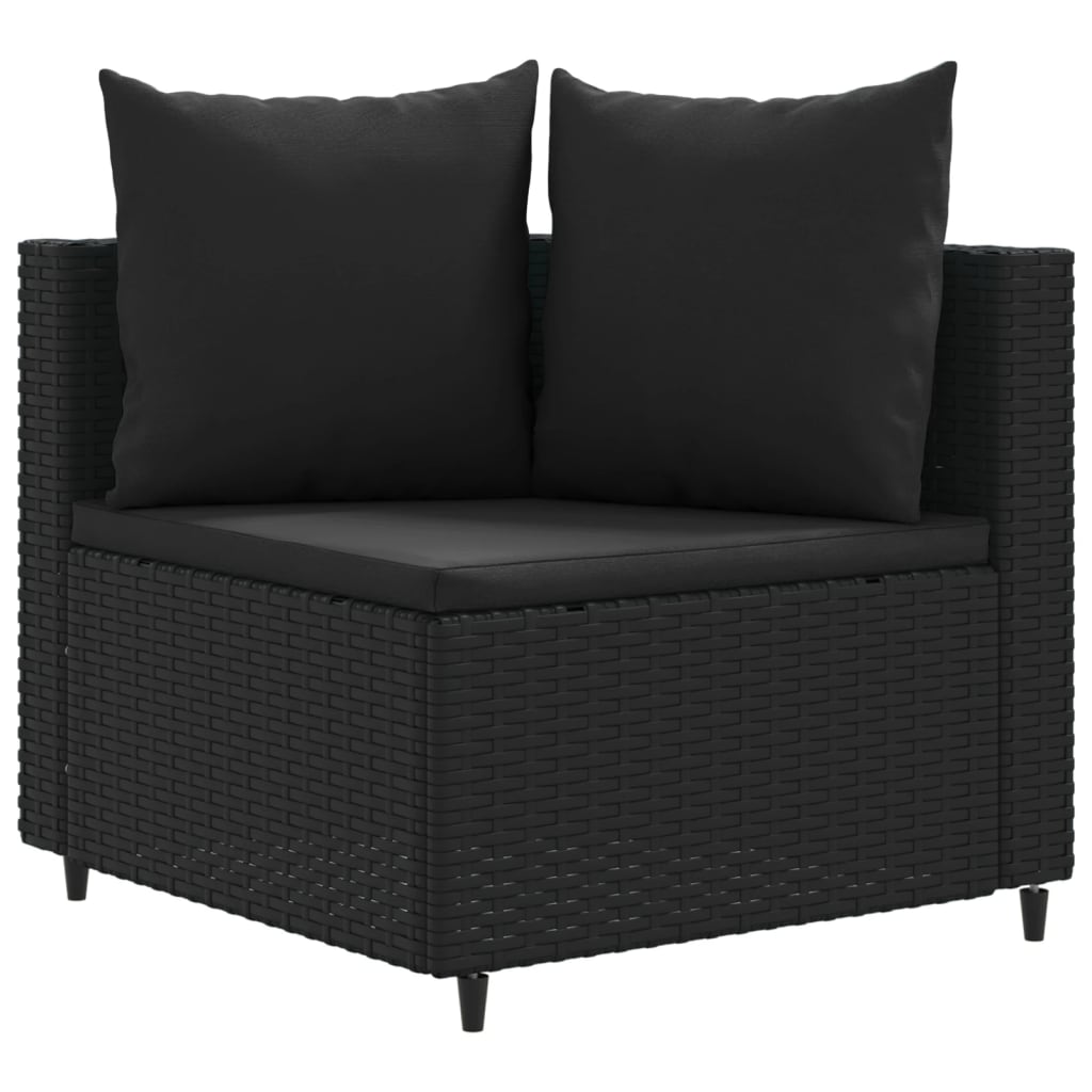 Set mobilier de grădină cu perne, 3 piese, negru, poliratan GartenMobel Dekor