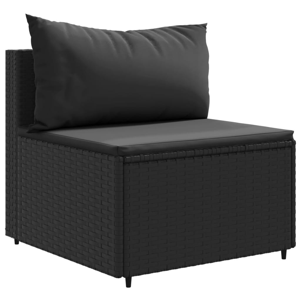 Set mobilier de grădină cu perne, 3 piese, negru, poliratan GartenMobel Dekor