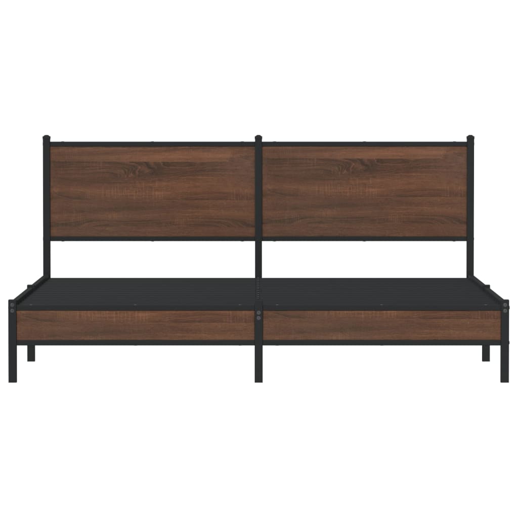 Cadru de pat metalic cu tăblie, stejar maro, 160x200 cm GartenMobel Dekor