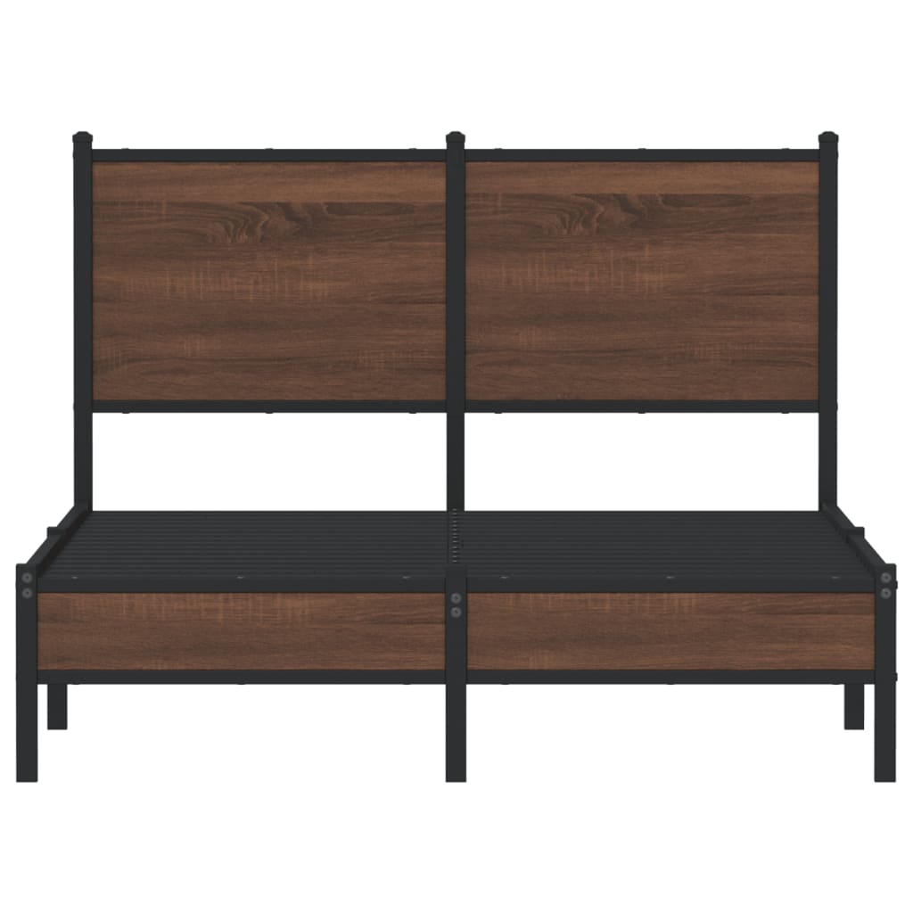 Cadru pat metalic cu tăblie, stejar maro, 120x190 cm GartenMobel Dekor