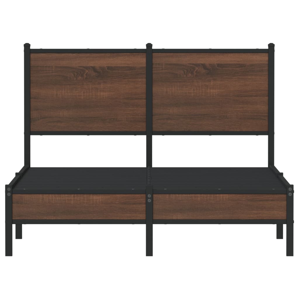 Cadru pat metalic cu tăblie, stejar maro, 120x200 cm GartenMobel Dekor