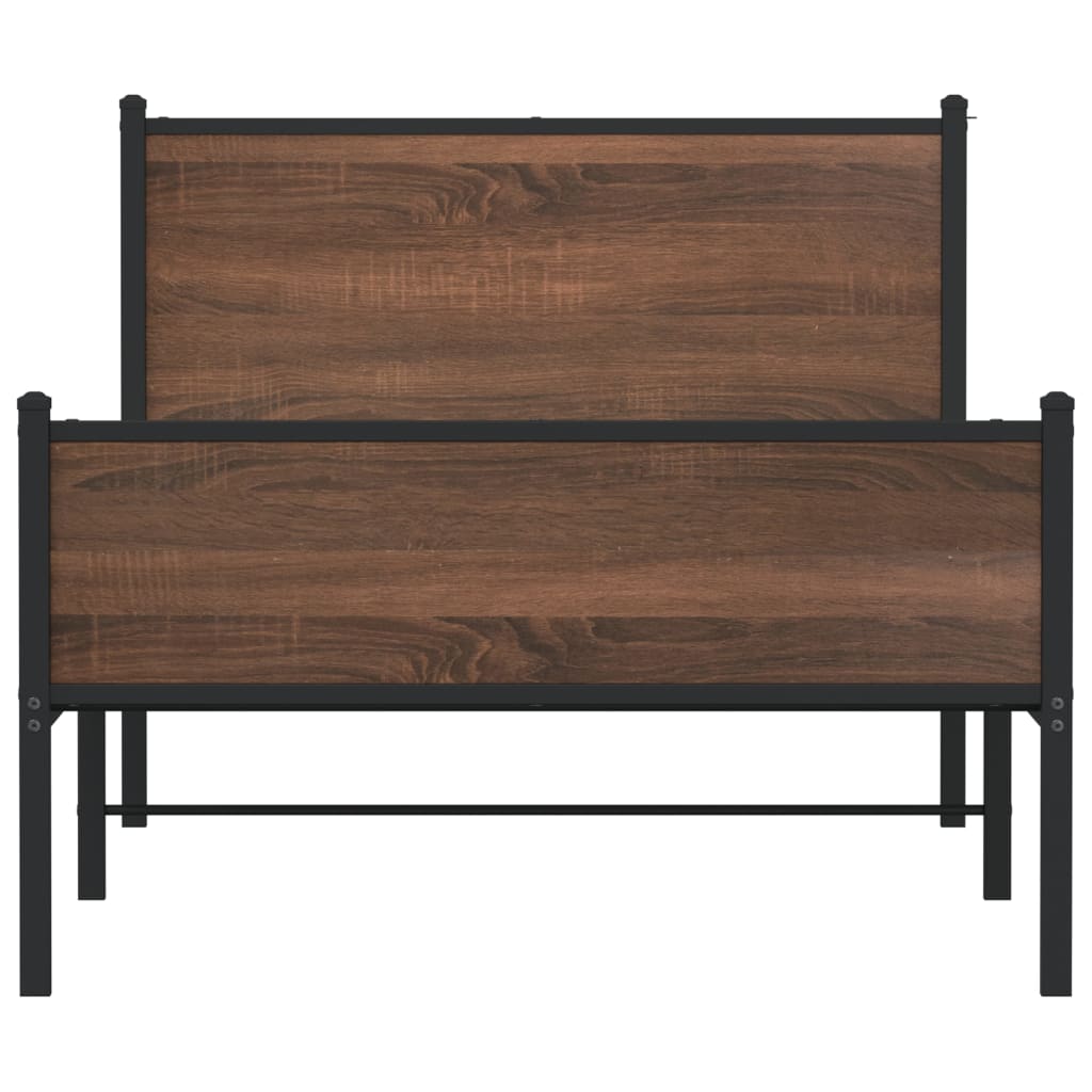 Cadru pat metalic tăblie cap/picioare, stejar maro 107x203cm GartenMobel Dekor