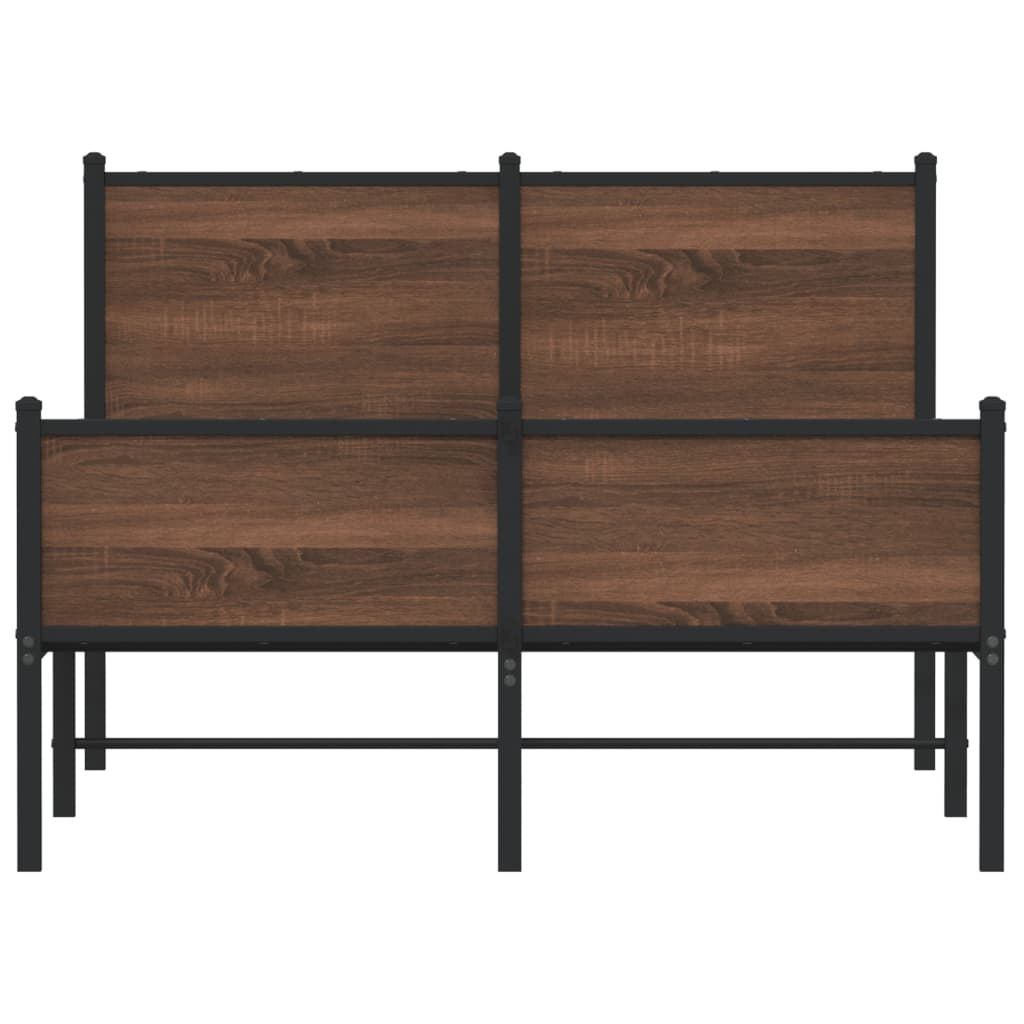 Cadru pat metalic tăblie la cap/picioare, stejar maro, 120x200cm GartenMobel Dekor