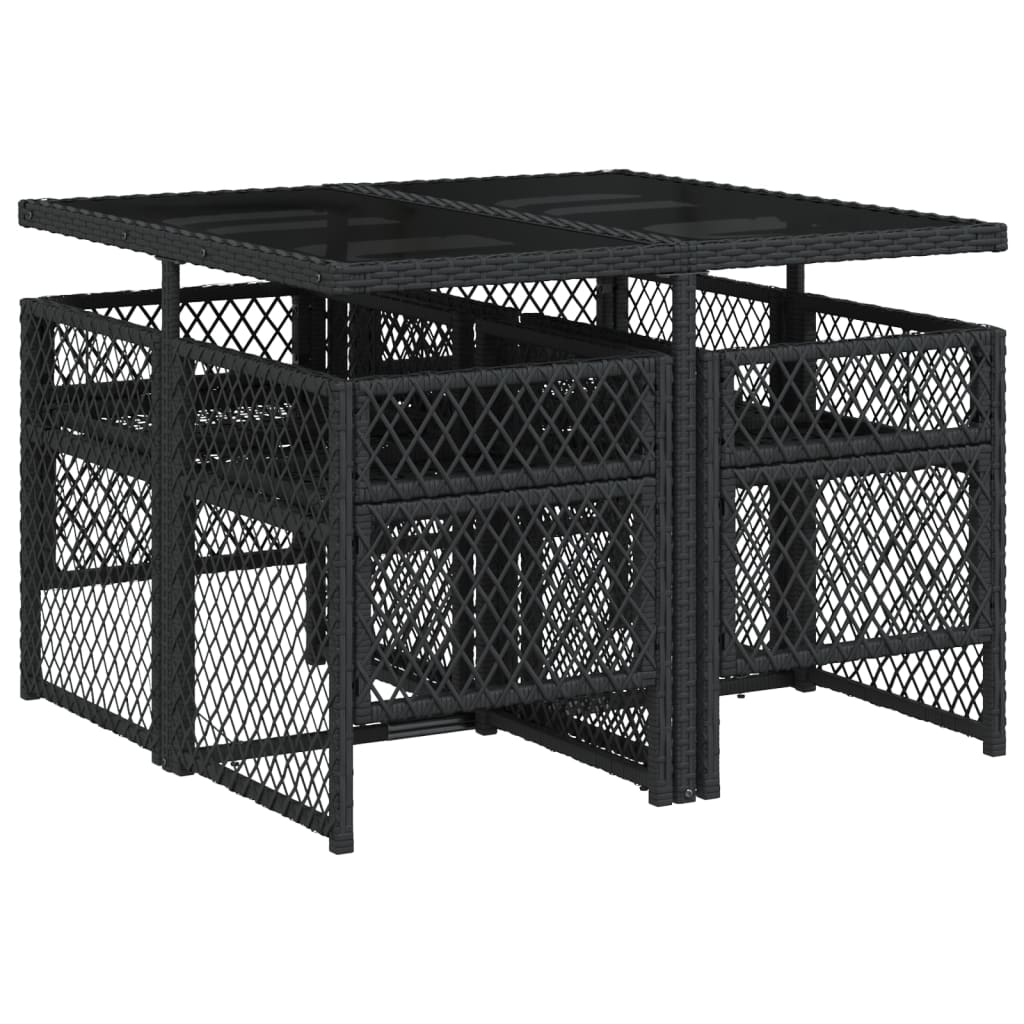Set mobilier de grădină cu perne, 5 piese, negru, poliratan GartenMobel Dekor
