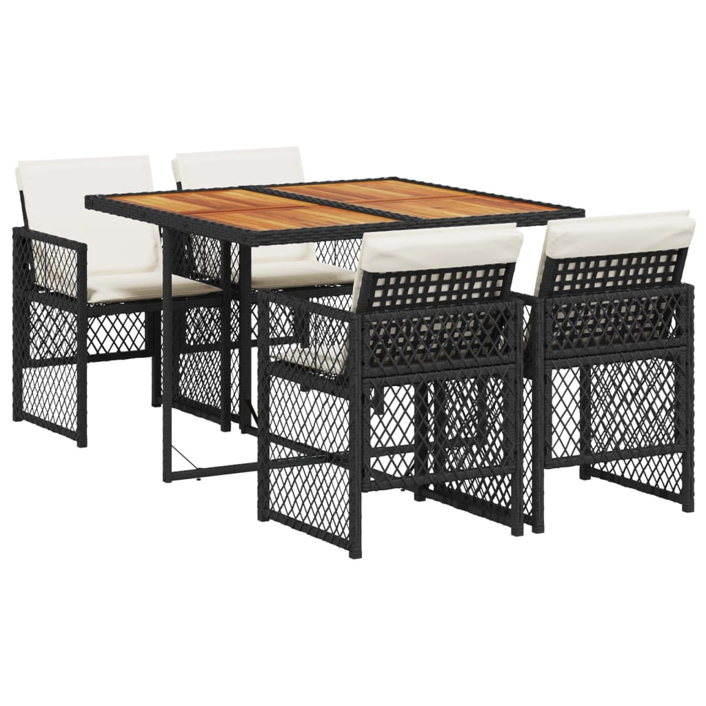Set mobilier de grădină cu perne, 5 piese, negru, poliratan GartenMobel Dekor