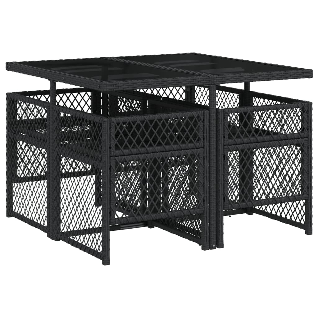 Set mobilier de grădină cu perne, 5 piese, negru, poliratan GartenMobel Dekor