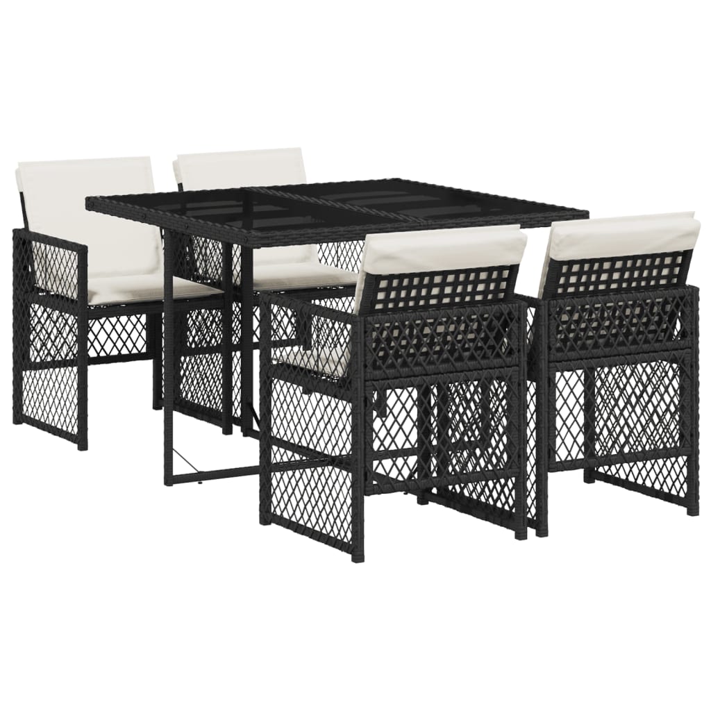 Set mobilier de grădină cu perne, 5 piese, negru, poliratan GartenMobel Dekor