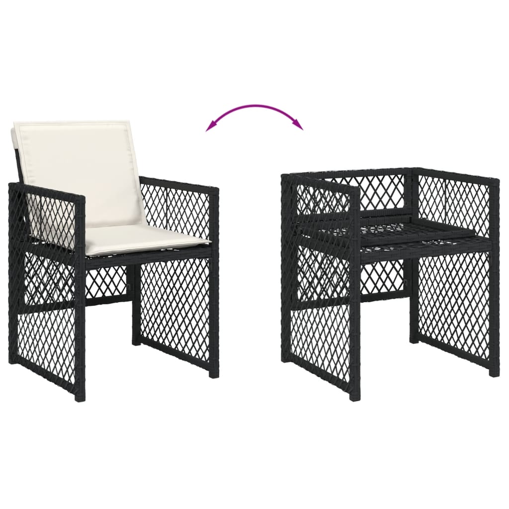 Set mobilier de grădină cu perne, 7 piese, negru, poliratan GartenMobel Dekor