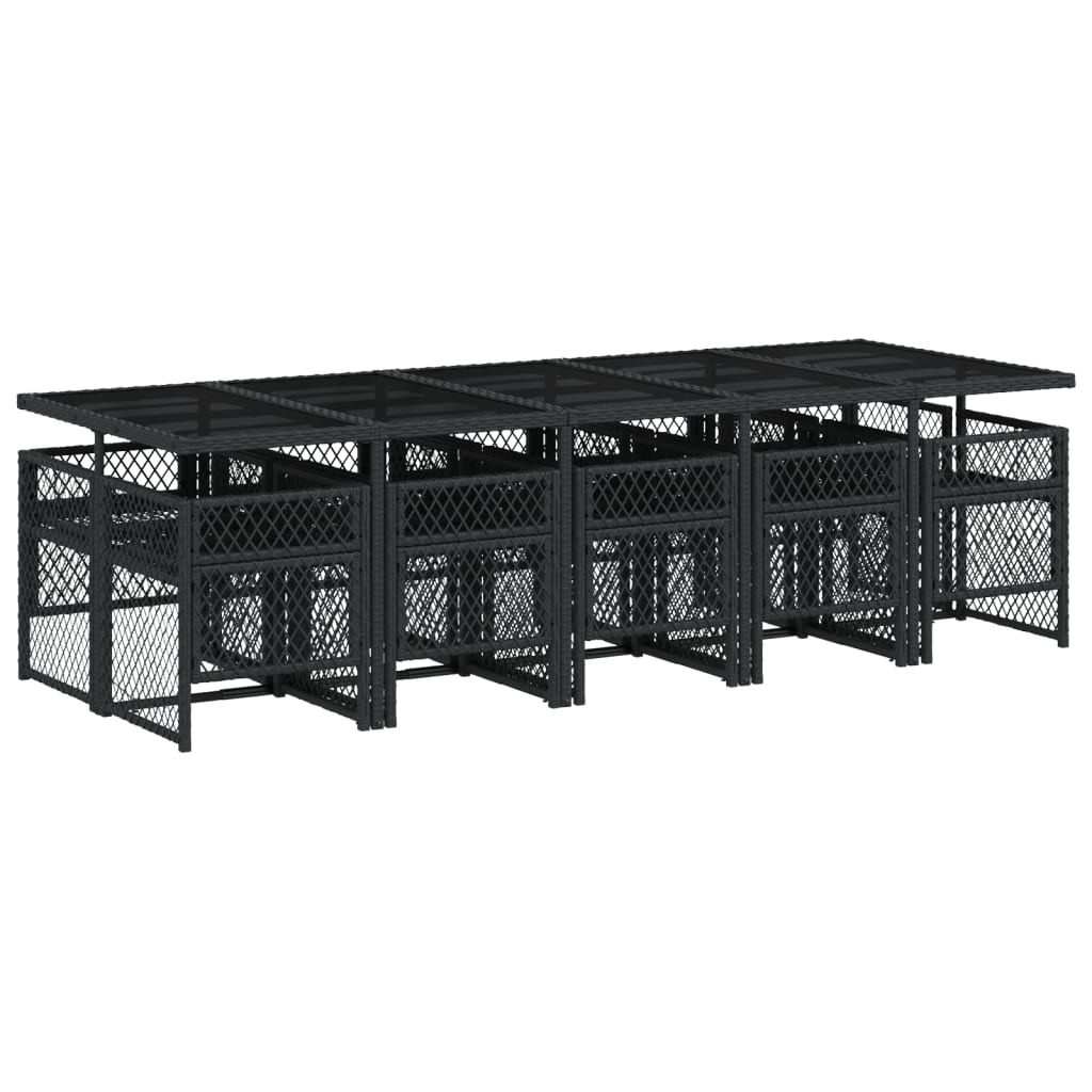 Set mobilier de exterior cu perne, 11 piese, negru, poliratan GartenMobel Dekor