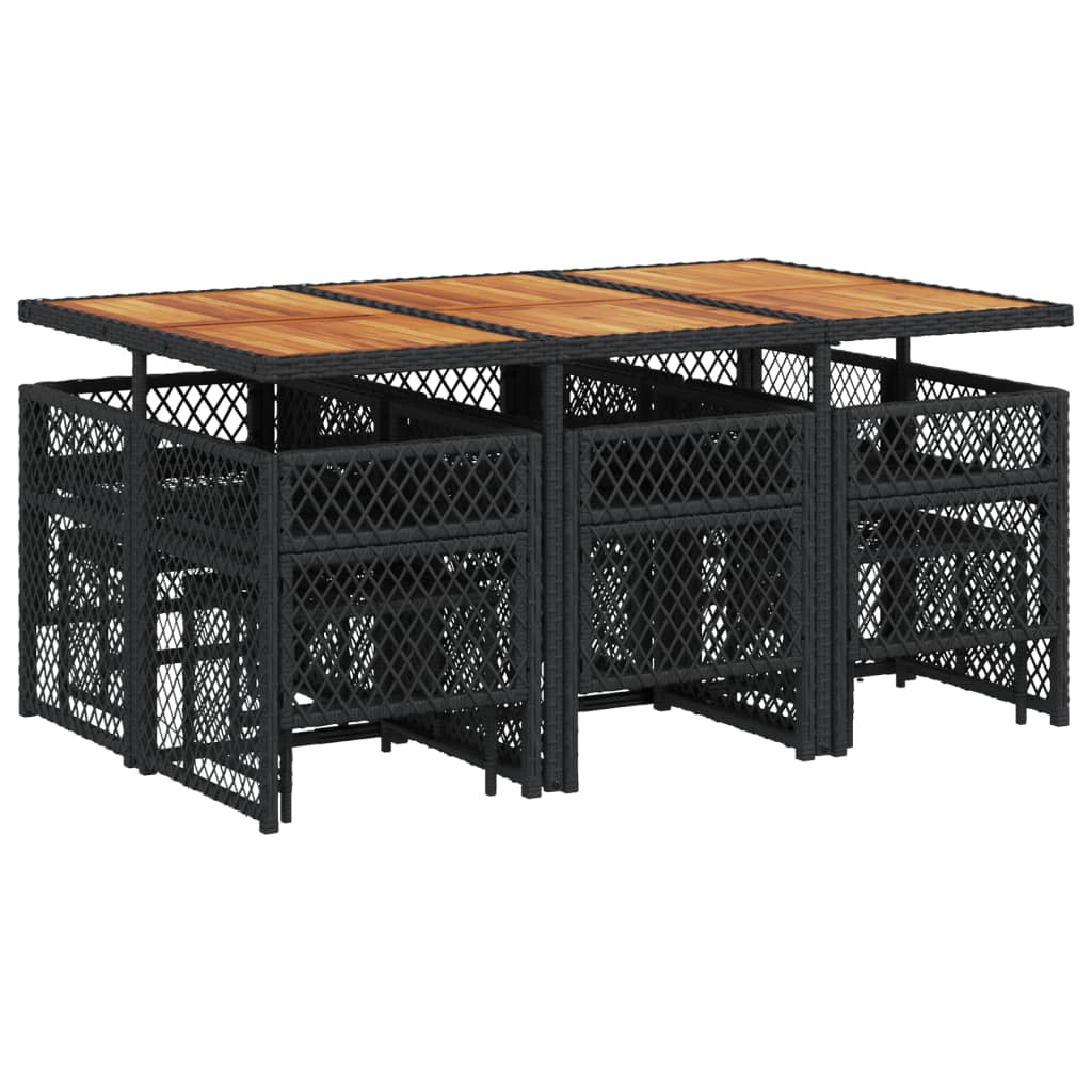 Set mobilier de exterior cu perne, 11 piese, negru, poliratan GartenMobel Dekor