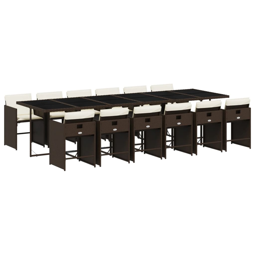 Set mobilier de grădină, 13 piese, maro, cu perne, poliratan GartenMobel Dekor