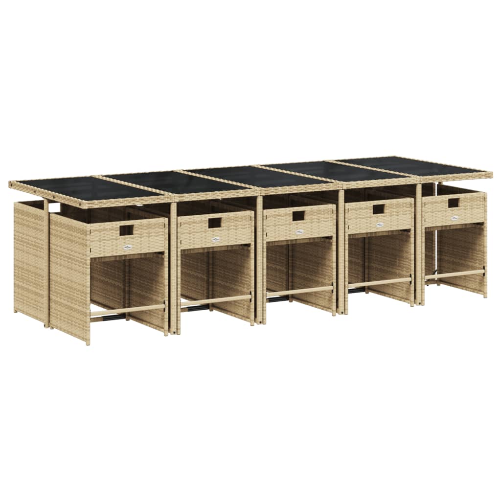 Set mobilier de grădină cu perne, 11 piese, bej, poliratan GartenMobel Dekor