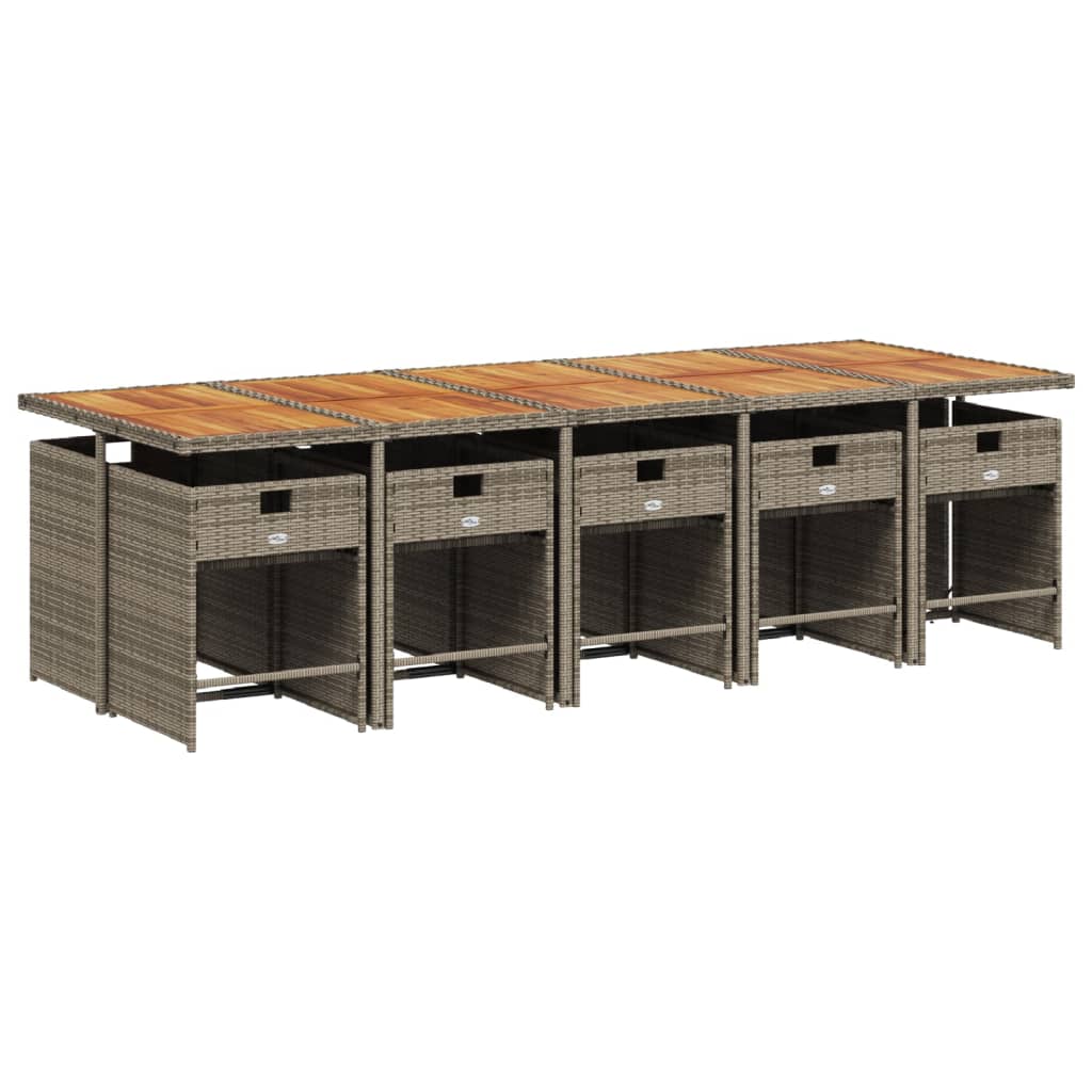 Set mobilier de grădină cu perne, 11 piese, gri, poliratan GartenMobel Dekor