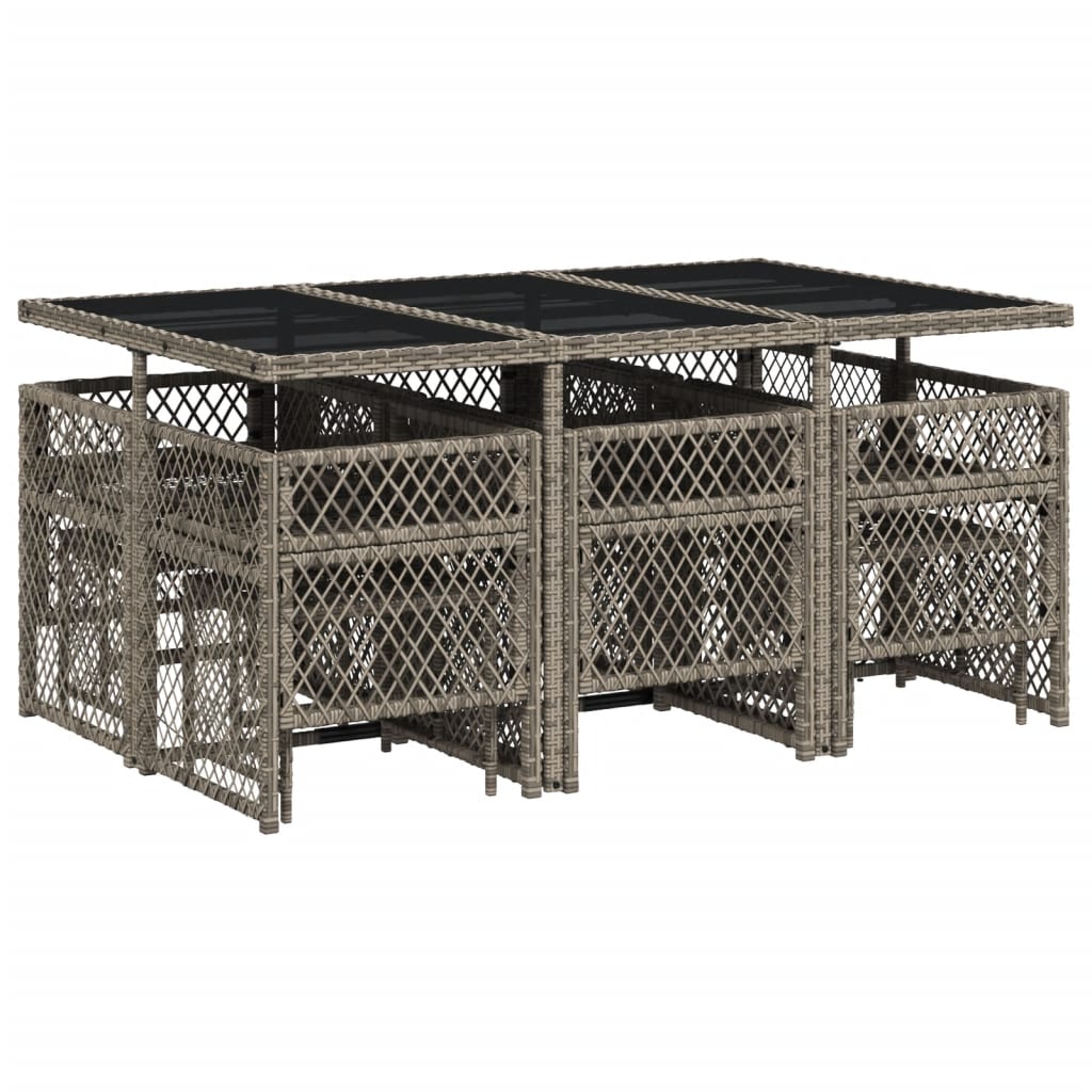 Set mobilier de grădină cu perne, 11 piese, gri, poliratan GartenMobel Dekor