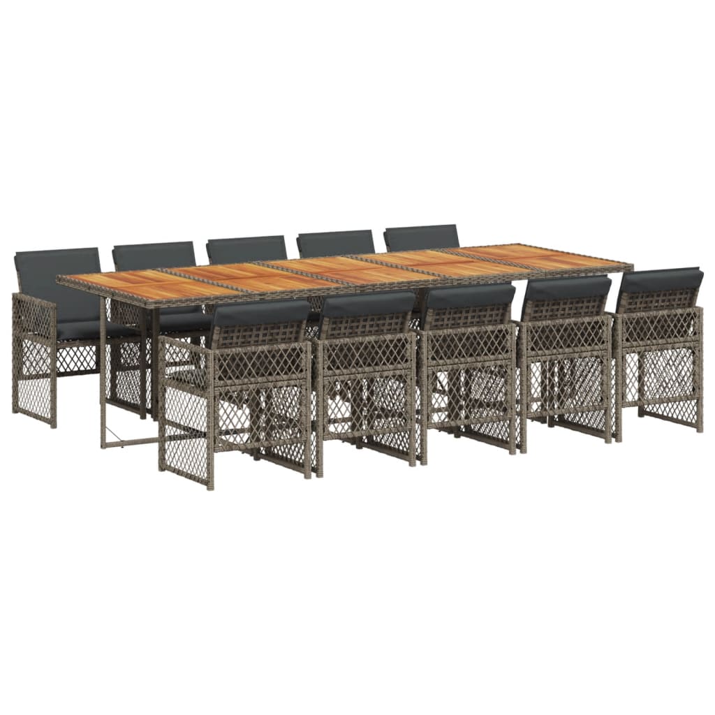 Set mobilier de grădină cu perne, 11 piese, gri, poliratan GartenMobel Dekor