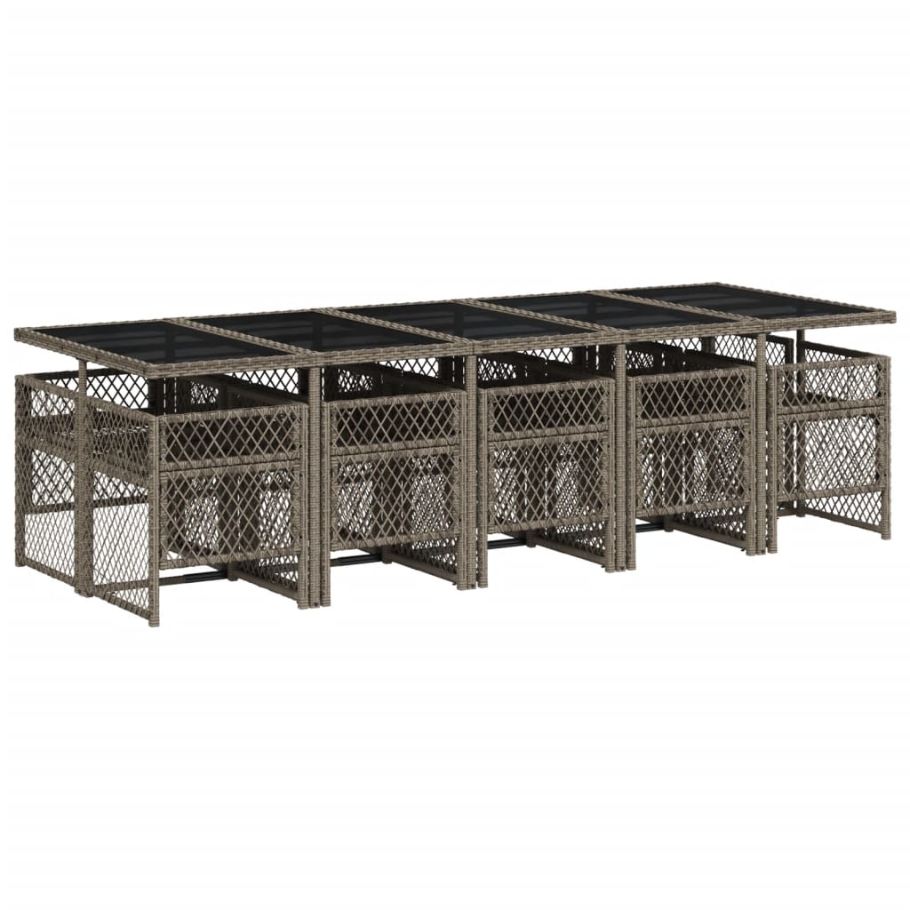 Set mobilier de grădină cu perne, 11 piese, gri, poliratan GartenMobel Dekor