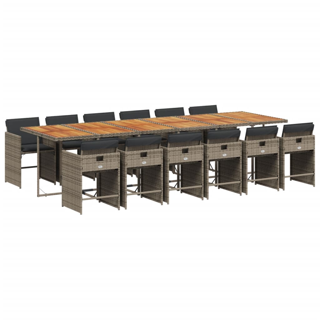 Set mobilier de grădină cu perne, 13 piese, gri, poliratan GartenMobel Dekor