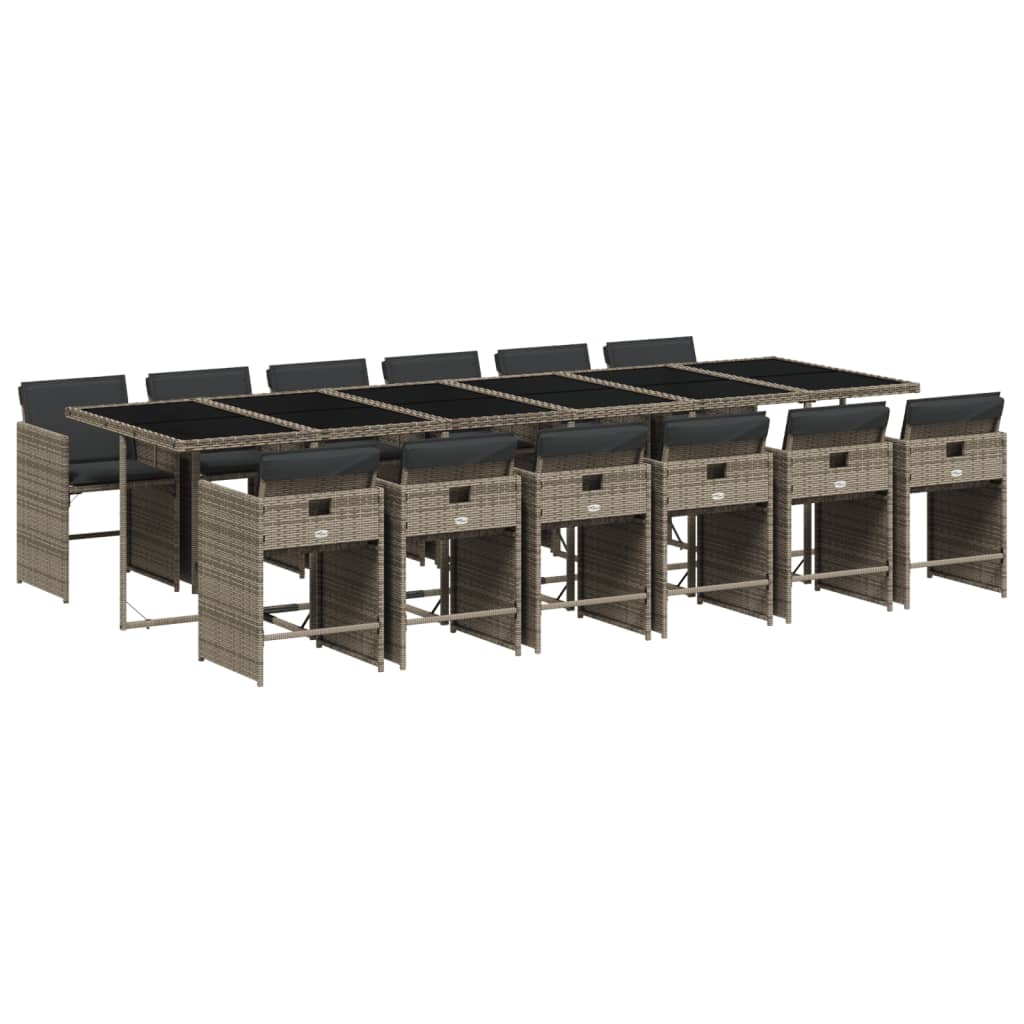 Set mobilier de grădină cu perne, 13 piese, gri, poliratan GartenMobel Dekor