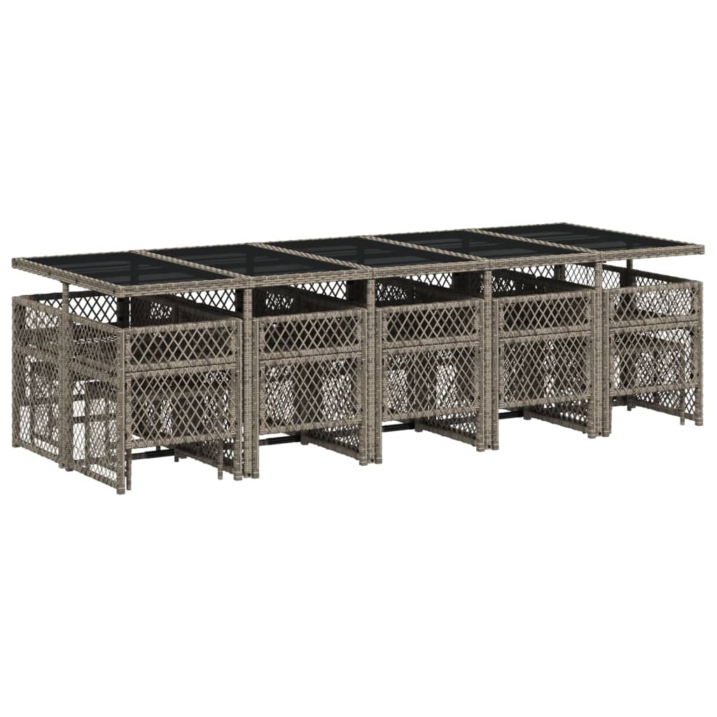 Set mobilier de grădină cu perne, 15 piese, gri, poliratan GartenMobel Dekor