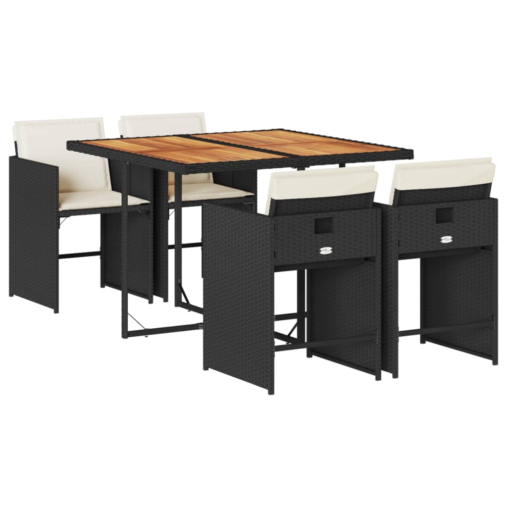 Set mobilier de grădină cu perne, 5 piese, negru, poliratan GartenMobel Dekor