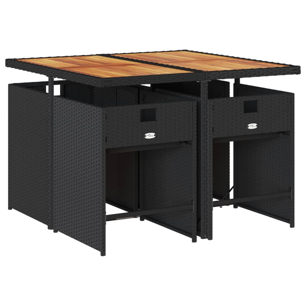 Set mobilier de grădină cu perne, 5 piese, negru, poliratan GartenMobel Dekor