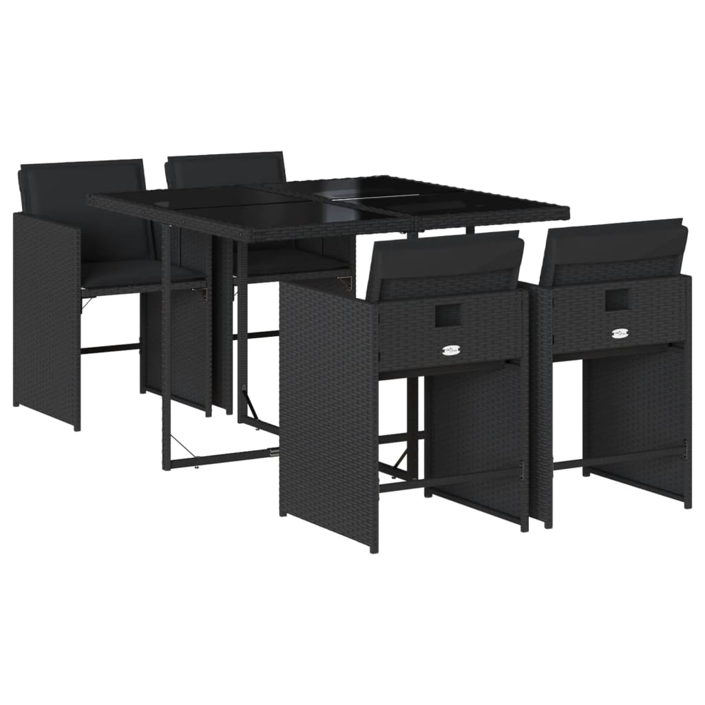 Set mobilier de grădină cu perne, 5 piese, negru, poliratan GartenMobel Dekor