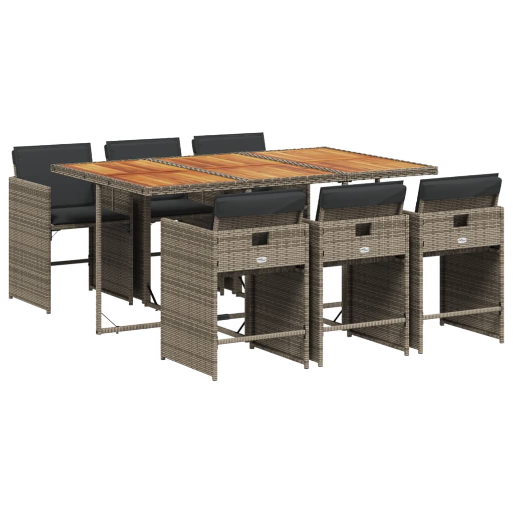 Set mobilier de grădină cu perne, 7 piese, gri, poliratan GartenMobel Dekor