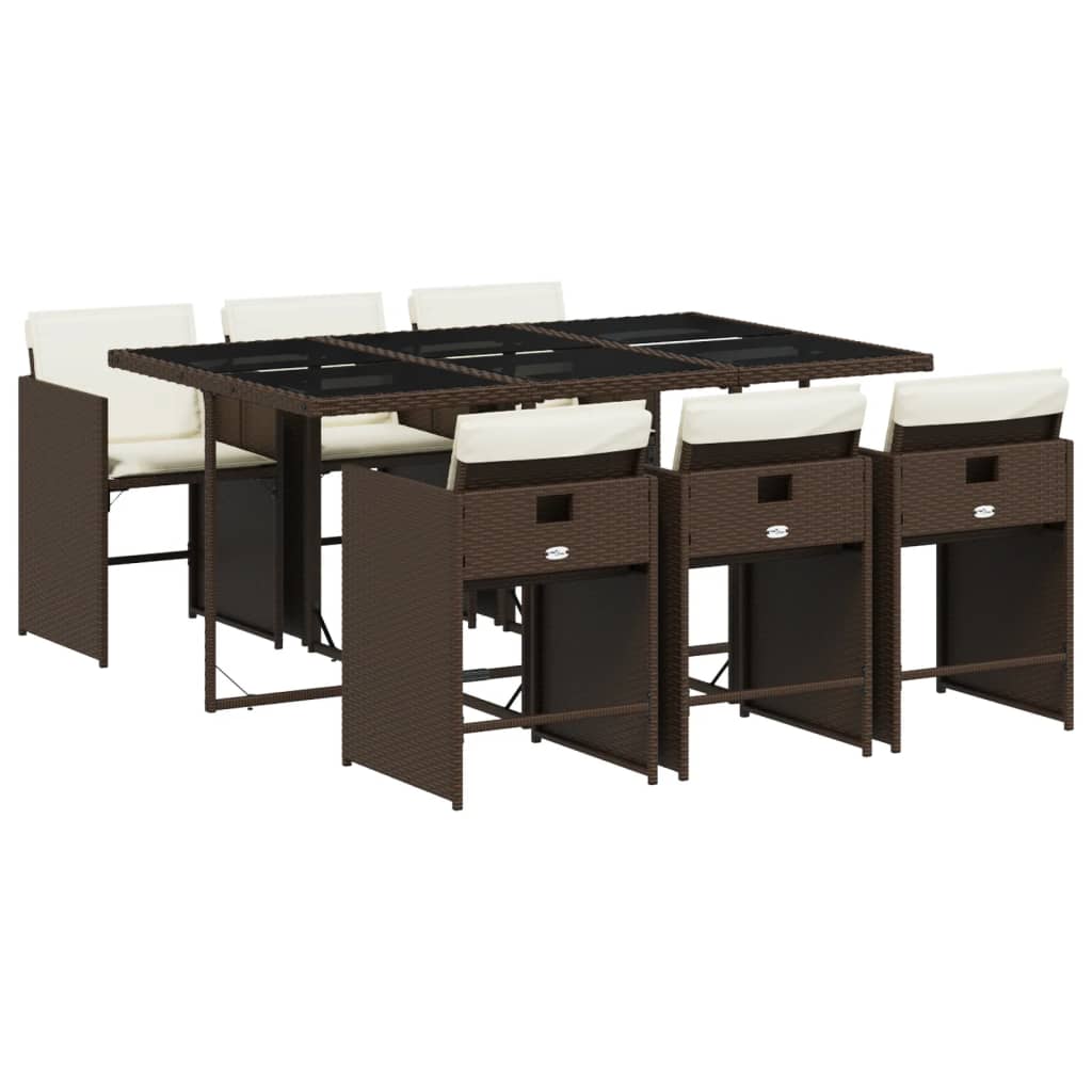 Set mobilier de grădină cu perne, 7 piese, maro, poliratan GartenMobel Dekor