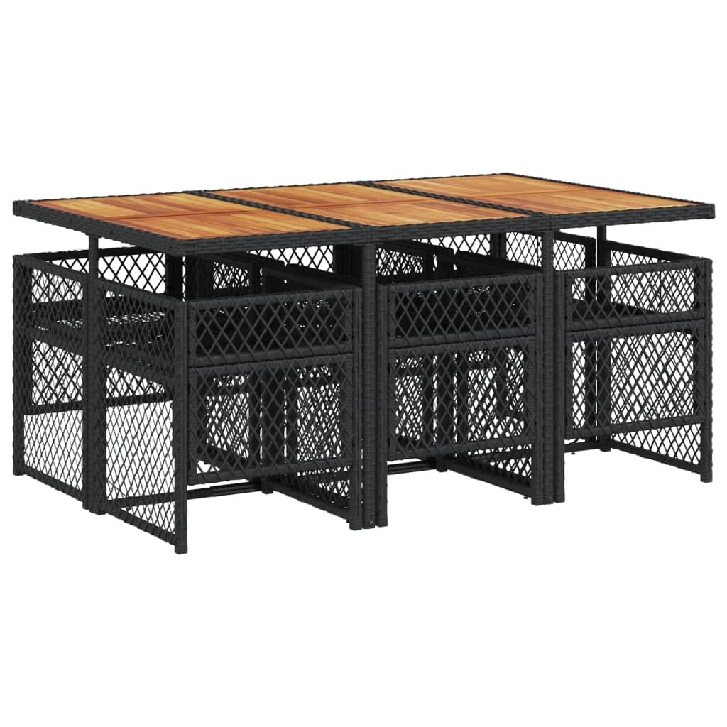 Set mobilier de grădină cu perne, 7 piese, negru, poliratan GartenMobel Dekor