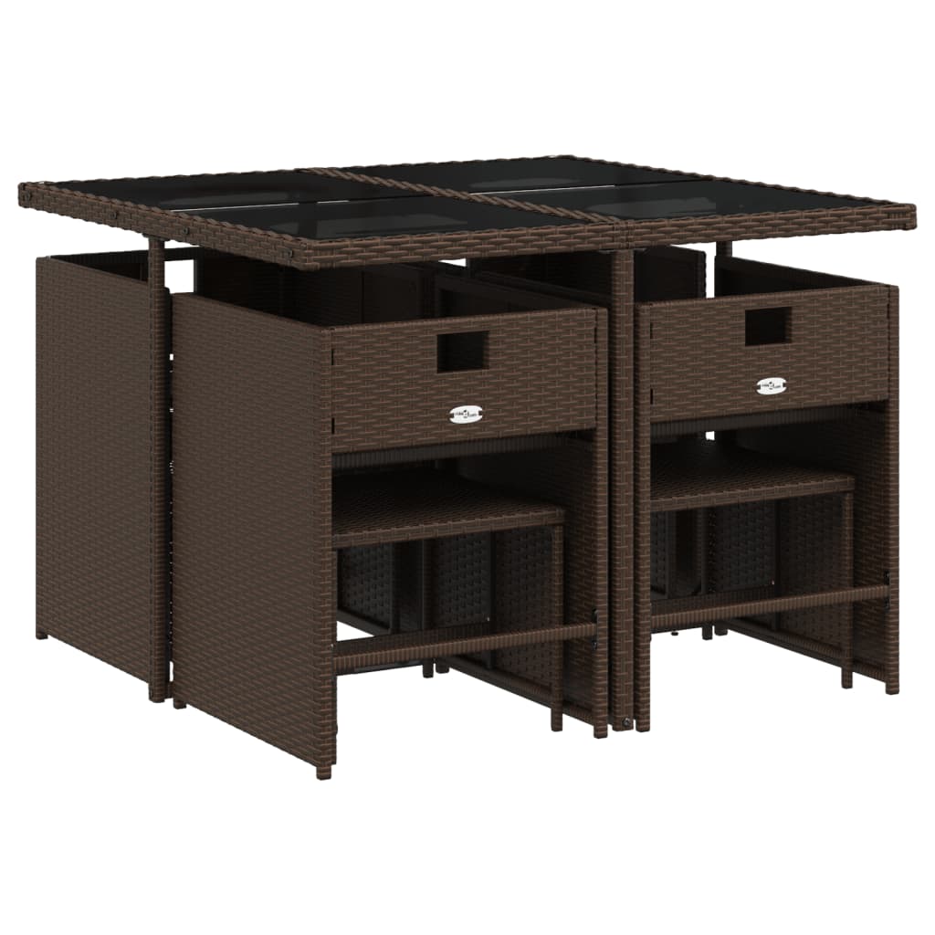 Set mobilier de grădină cu perne, 9 piese, maro, poliratan GartenMobel Dekor