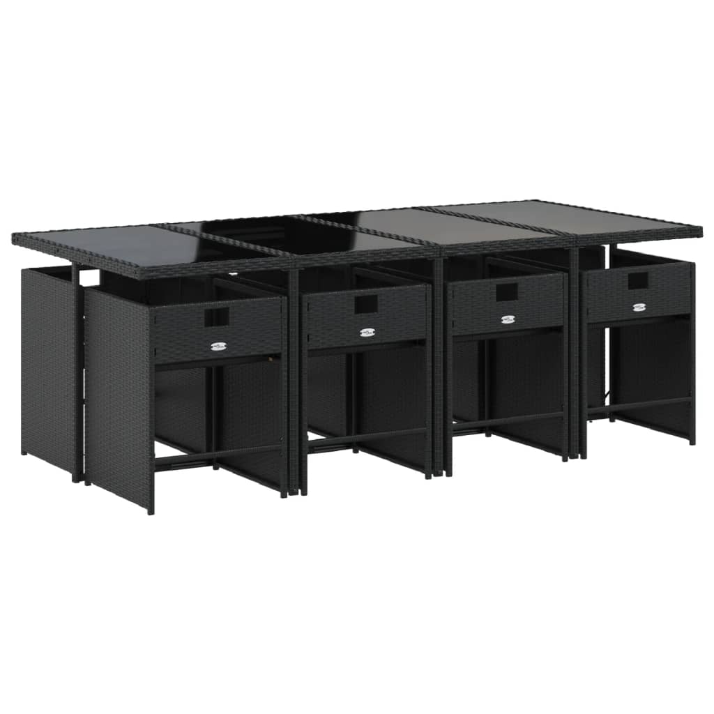 Set mobilier de grădină cu perne, 9 piese, negru, poliratan GartenMobel Dekor