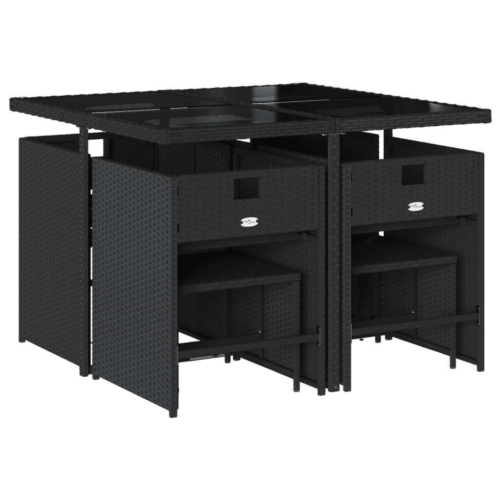 Set mobilier de grădină cu perne, 9 piese, negru, poliratan GartenMobel Dekor