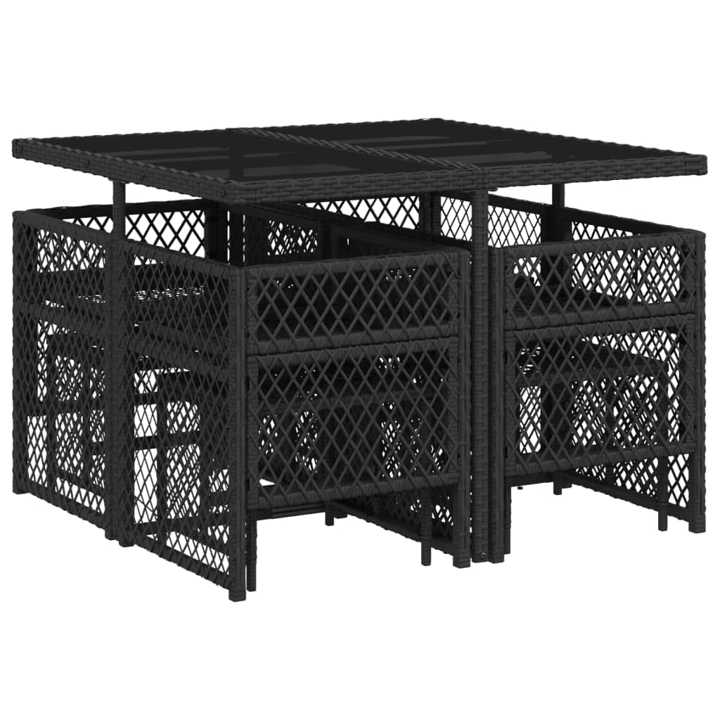 Set mobilier de grădină cu perne, 9 piese, negru, poliratan GartenMobel Dekor