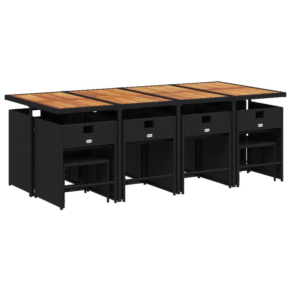 Set mobilier de grădină cu perne, 9 piese, negru, poliratan GartenMobel Dekor