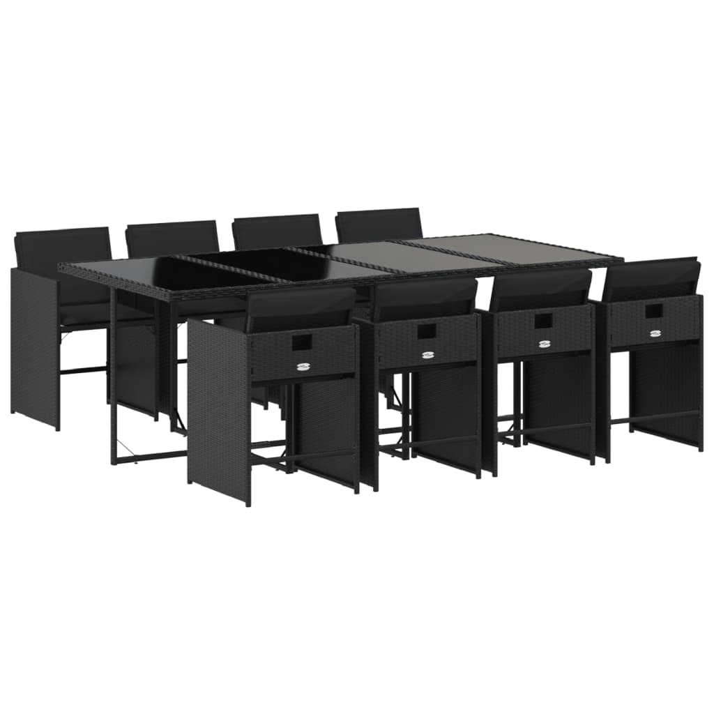 Set mobilier de grădină cu perne, 9 piese, negru, poliratan GartenMobel Dekor