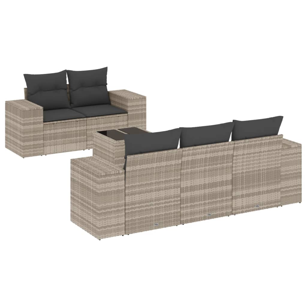 Set canapele de grădină cu perne, 6 piese gri deschis poliratan GartenMobel Dekor