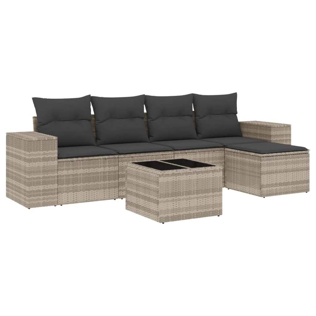 Set canapele de grădină cu perne, 6 piese gri deschis poliratan GartenMobel Dekor