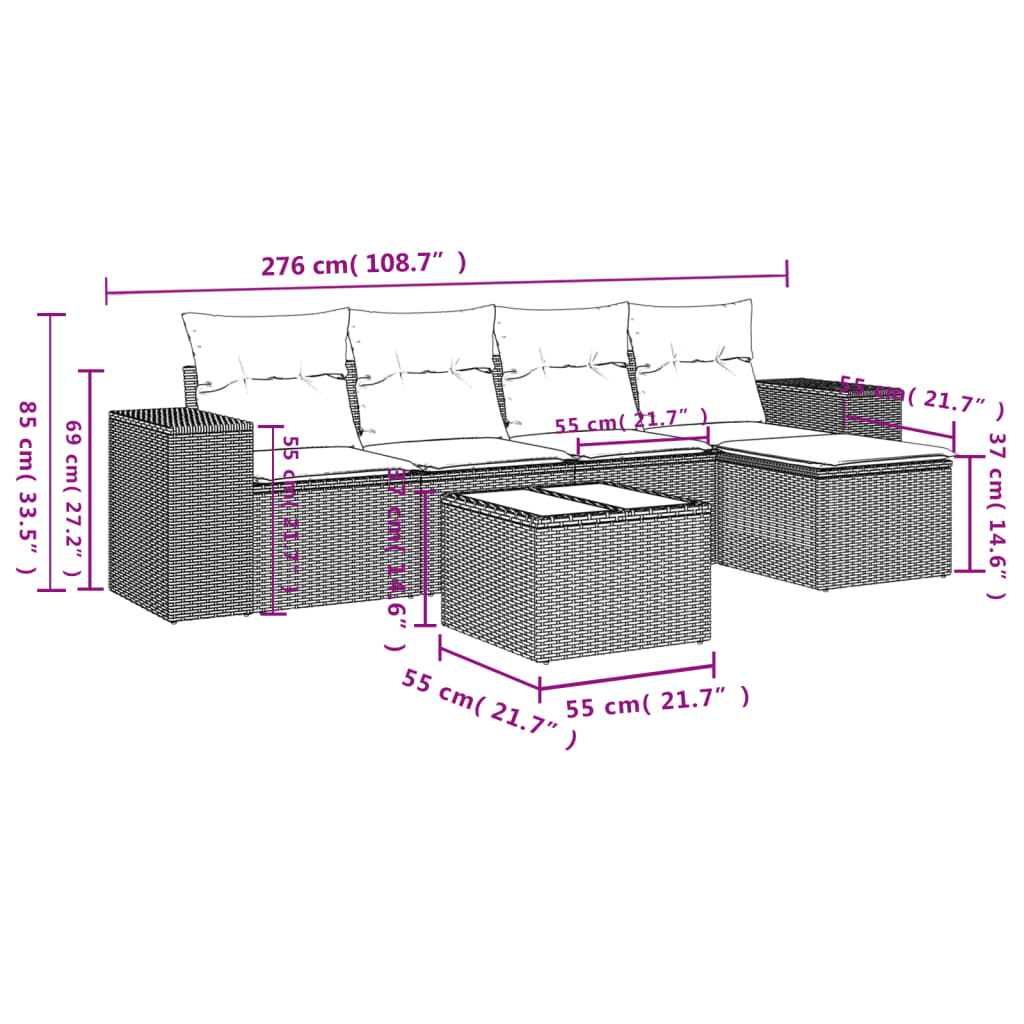 Set canapele de grădină cu perne, 6 piese gri deschis poliratan GartenMobel Dekor