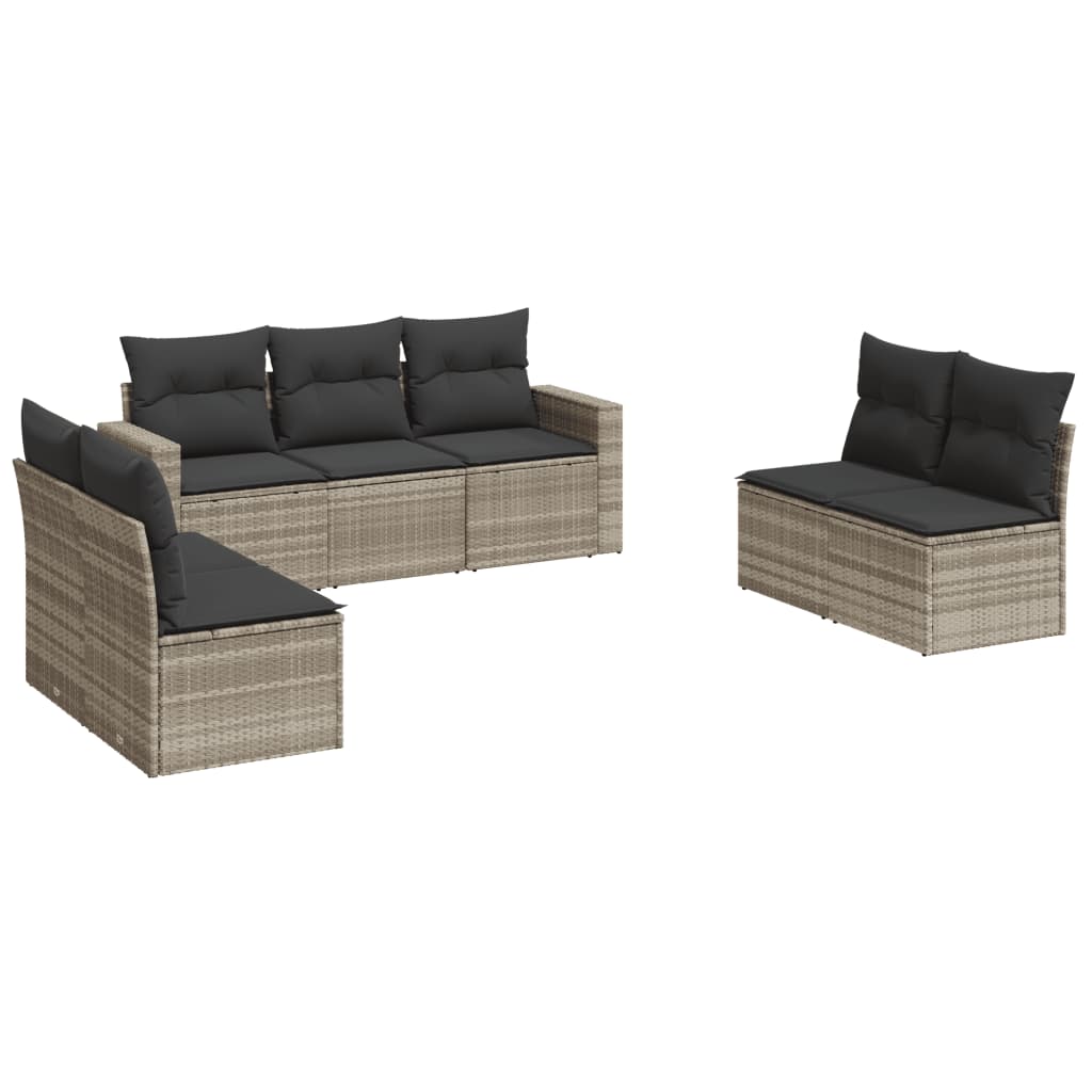 Set canapele de grădină cu perne, 7piese gri deschis poliratan GartenMobel Dekor
