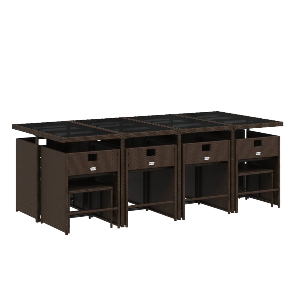 Set mobilier de grădină, 13 piese, maro, cu perne, poliratan GartenMobel Dekor